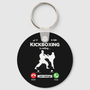 The Kickboxing Is Calling Retro Martial Arts Men K Keychain
