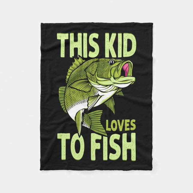 The Kid Loves To Fish Fishing Kid  Fleece Blanket