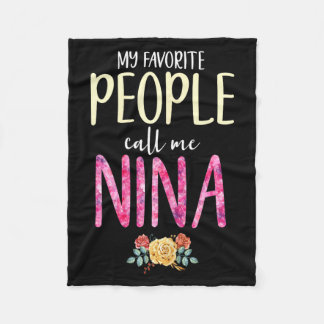 The Kids Call Me Nina Floral Flowers Fleece Blanket