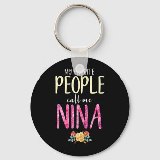 The Kids Call Me Nina Floral Flowers Keychain