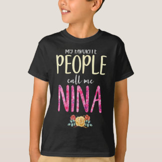 The Kids Call Me Nina Floral Flowers T-Shirt
