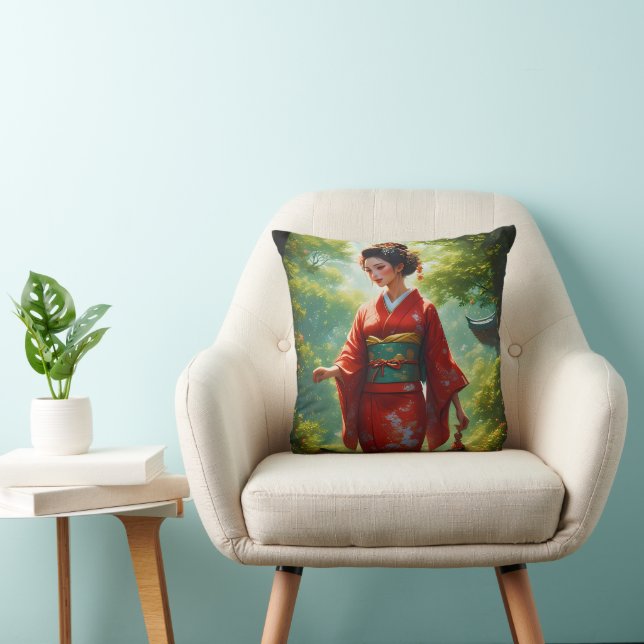 The Kimono's Walk Throw Pillow (Chair)