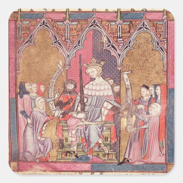 The King Administering Justice Square Sticker (Front)