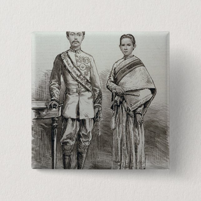 The King and Queen of Siam 2 Inch Square Button (Front)