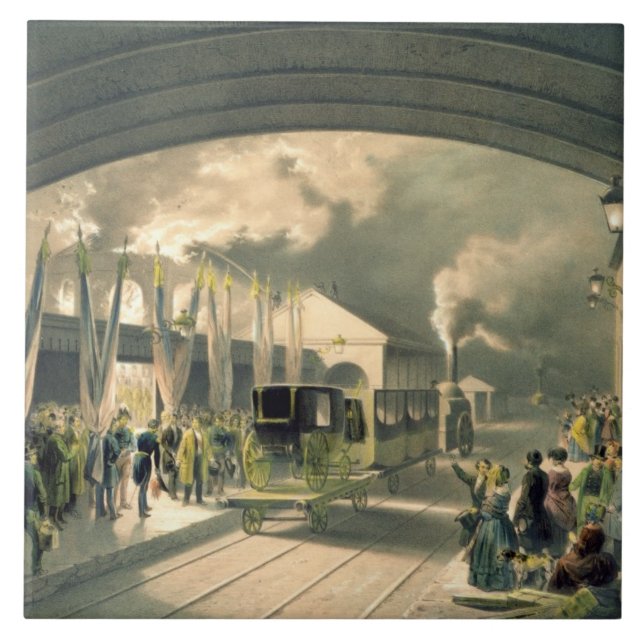 The King at New Cross Station (litho) Tile (Front)