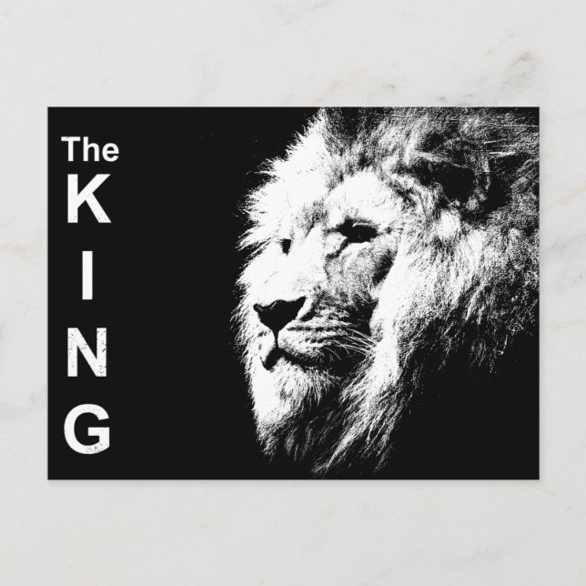 The King Black & White Pop Art Template Lion Head Postcard (Front)