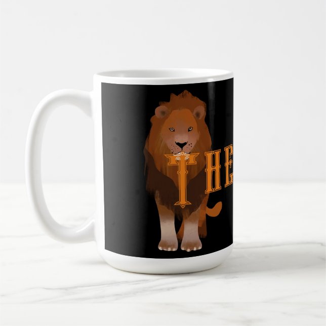 The King Custom Lion Image and Text Classic  Coffee Mug (Left)