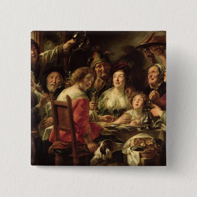 The King Drinks 2 Inch Square Button (Front)