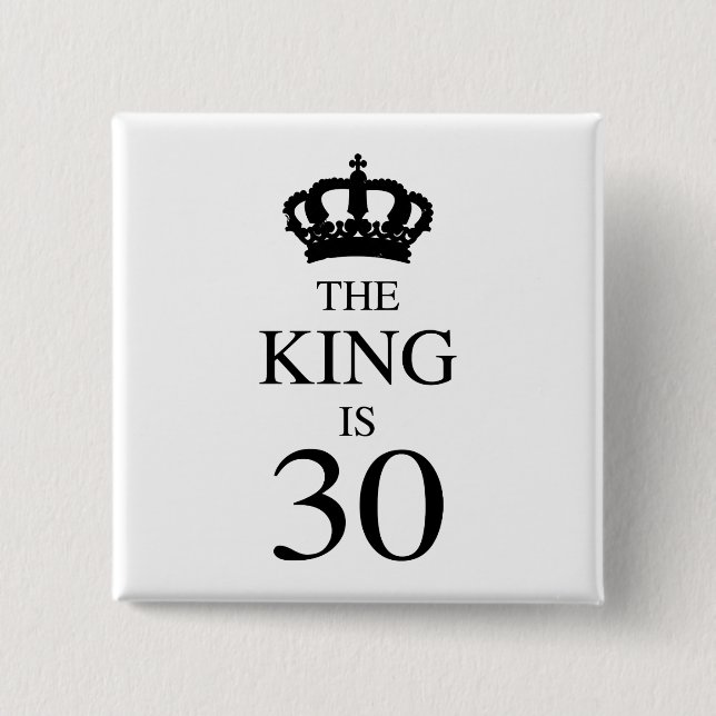 The King Is 30 2 Inch Square Button (Front)