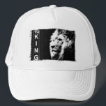 The King Modern Elegant Pop Art Lion Head Template Trucker Hat<br><div class="desc">The King Modern Elegant Pop Art Lion Head Template White Baseball Trucker Hat.</div>
