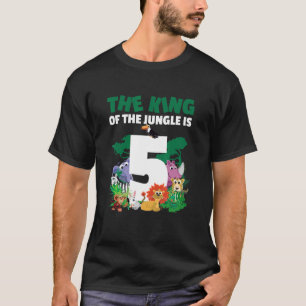 The king of the jungle is 5 Birthday Zoo Animal ki T-Shirt