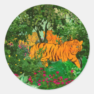 The King Of Wild Jungle   Tiger Classic Round Sticker