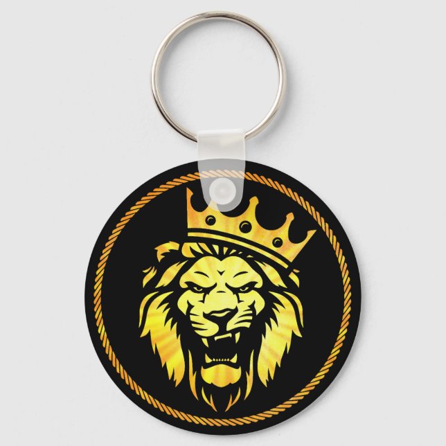 The King - Roaring Lion Wearing Crown Keychain (Front)