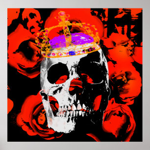 The King Skull Crown n' Roses Poster