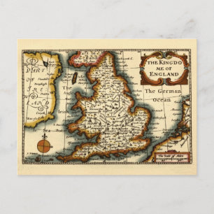 The Kingdome of England Old Antiquarian Atlas Map Postcard