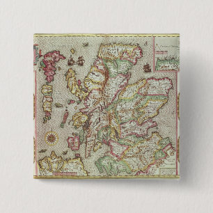 The Kingdome of Scotland, engraved by Jodocus 2 Inch Square Button
