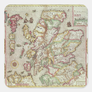 The Kingdome of Scotland, engraved by Jodocus Square Sticker