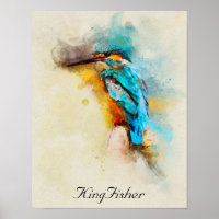 The kingfisher bird in a beautiful watercolor