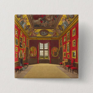 The King's Closet, Windsor Castle, from 'Royal Res 2 Inch Square Button
