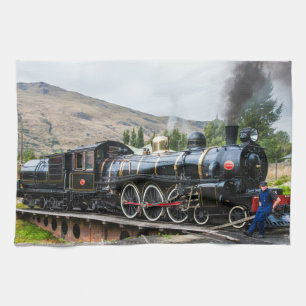 The Kingston Flyer, steam engine locomotive Kitchen Towel