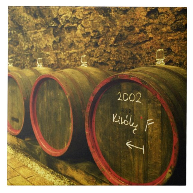 The Kiralyudvar winery: Barrels with Tokaj wine Tile (Front)