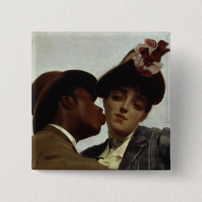 The Kiss, 1887 2 Inch Square Button (Front)