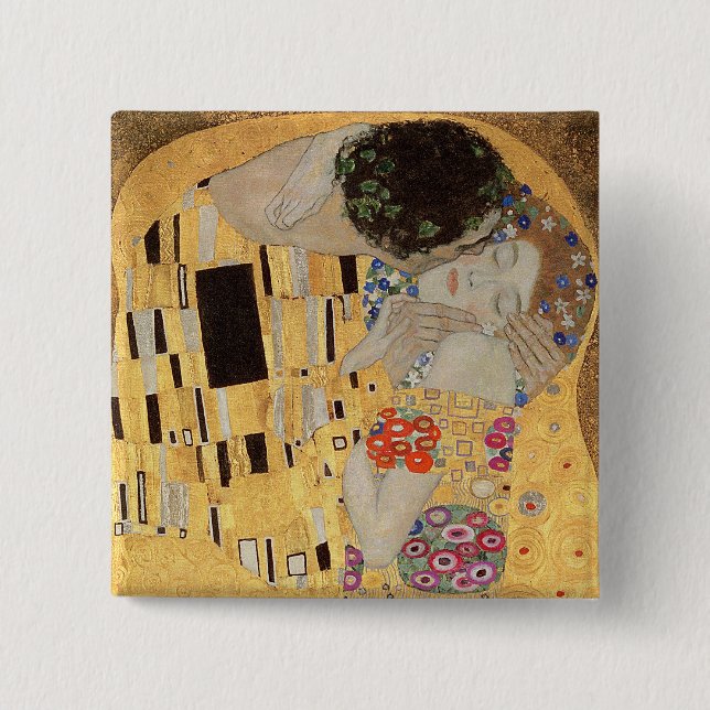 The Kiss, 1907-08 2 2 Inch Square Button (Front)