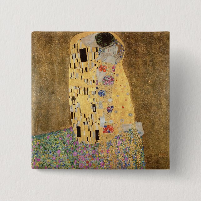 The Kiss, 1907-08 2 Inch Square Button (Front)