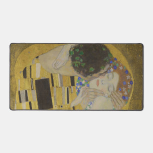 The Kiss, Art Nouveau Oil Painting, Gustav Klimt Desk Mat