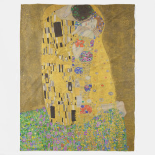 The Kiss, Art Nouveau Oil Painting, Gustav Klimt Fleece Blanket