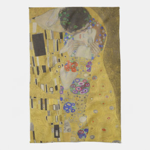 The Kiss, Art Nouveau Oil Painting, Gustav Klimt Kitchen Towel
