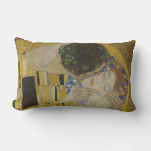 The Kiss, Art Nouveau Oil Painting, Gustav Klimt Lumbar Pillow