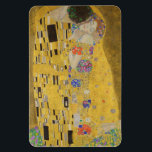 The Kiss, Art Nouveau Oil Painting, Gustav Klimt Magnet<br><div class="desc">oil on canvas 1907-1908 abstract Art Nouveau portrait depicting a romantic kiss between a man and a woman the man and woman are decorated with a geometric pattern of yellow black and white rectangles and psychedelic trippy swirls, and colorful polka dots respectively. the couple are kneeling on a bed of...</div>