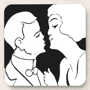 The Kiss black and white monochrome art deco retro Coaster