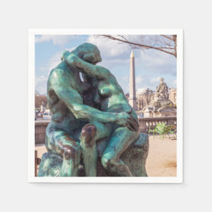 The Kiss by Auguste Rodin at the Tuileries, Paris Napkin