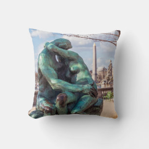 The Kiss by Auguste Rodin at the Tuileries, Paris Throw Pillow