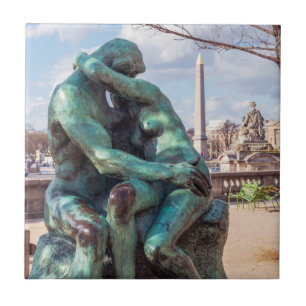 The Kiss by Auguste Rodin at the Tuileries, Paris Tile