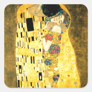 The Kiss by Gustav Klimt Art Nouveau Square Sticker