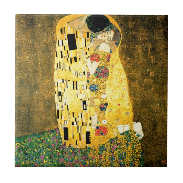 The Kiss by Gustav Klimt Art Nouveau Tile (Front)