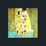The Kiss by Gustav Klimt Canvas Print<br><div class="desc">The Kiss by Gustav Klimt canvas print.The Kiss (Lovers) was painted by the Austrian Symbolist painter Gustav Klimt between 1908 and 1909, the highpoint of his "Golden Period", when he painted a number of works in a similar gilded style. A perfect square, the canvas depicts a couple embracing, their bodies...</div>