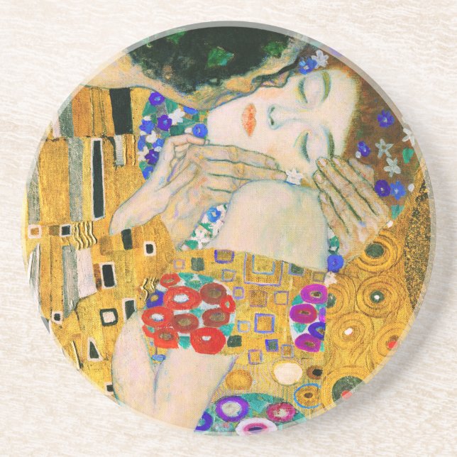 The Kiss by Gustav Klimt Coaster (Front)