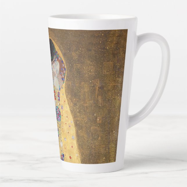 The Kiss by Gustav Klimt Faux Canvas Print Acrylic Latte Mug (Right)