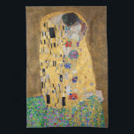 The Kiss by Gustav Klimt Kitchen Towel<br><div class="desc">The Kiss by Gustav Klimt The Kiss is an oil-on-canvas painting with added gold leaf, silver and platinum. by the Austrian Symbolist painter Gustav Klimt. It was painted at some point in 1907 and 1908, during the height of what scholars call his "Golden Period". Featuring shimmering gold tones, stylized forms,...</div>