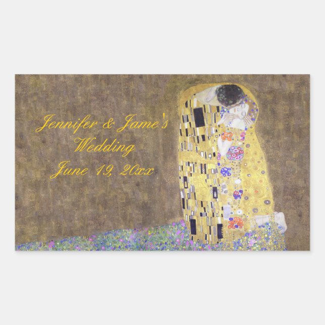 "The Kiss" by Gustav Klimt Personalized Wedding Sticker (Front)