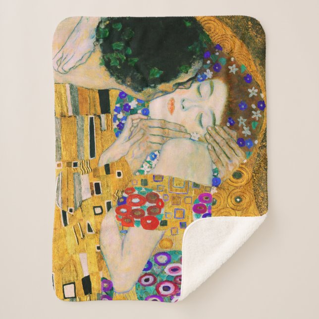 The Kiss by Gustav Klimt Sherpa Blanket (Front)