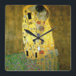 The Kiss by Gustav Klimt Square Wall Clock<br><div class="desc">The Kiss by Gustav Klimt on a square wall clock</div>
