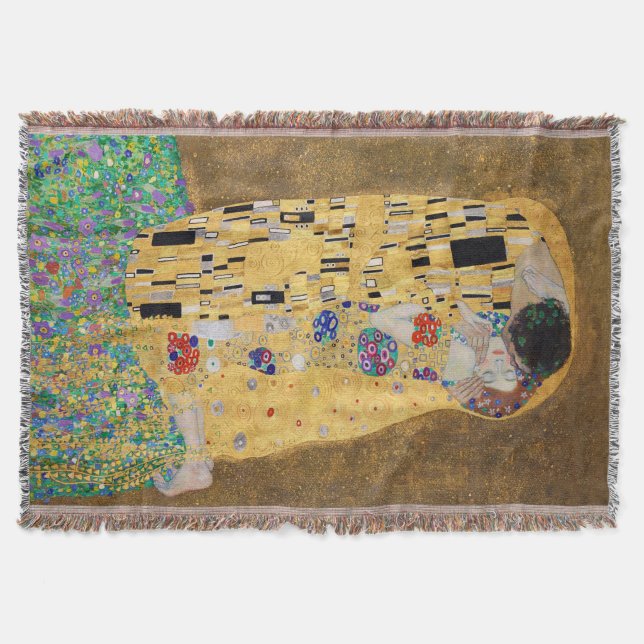 The Kiss by Gustav Klimt Throw Blanket (Front)