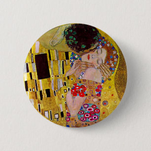 The Kiss by Gustav Klimt, Vintage Art Nouveau 2 Inch Round Button