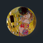 The Kiss by Gustav Klimt, Vintage Art Nouveau 2 Inch Round Button<br><div class="desc">The ultimate painting of love, a beautiful design to celebrate Valentine's Day with! The Kiss (detail) (1907-1908) by Gustav Klimt is a vintage Victorian Era Symbolism fine art love and romance painting featuring a romantic couple in various shades of gold, patterns and symbols, sharing a kiss against a bronze background....</div>