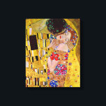 The Kiss by Gustav Klimt, Vintage Art Nouveau Canvas Print<br><div class="desc">The ultimate painting of love, a beautiful design to celebrate Valentine's Day with! The Kiss (detail) (1907-1908) by Gustav Klimt is a vintage Victorian Era Symbolism fine art love and romance painting featuring a romantic couple in various shades of gold, patterns and symbols, sharing a kiss against a bronze background....</div>